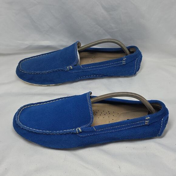 Florsheim Vintage Electric Blue Suede driving Elegant Loafers Mens 8.5 In Guc - Picture 6 of 16